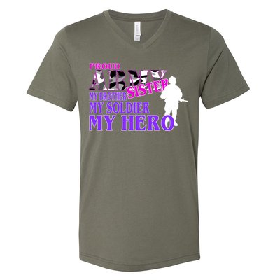 Proud Army Sister My Brother Soldier Hero V-Neck T-Shirt