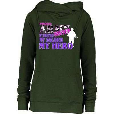 Proud Army Sister My Brother Soldier Hero Womens Funnel Neck Pullover Hood