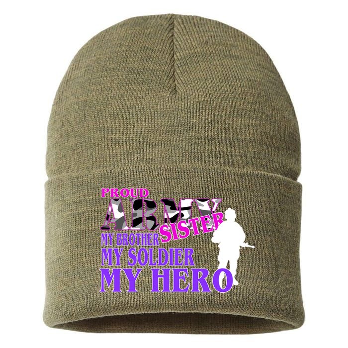 Proud Army Sister My Brother Soldier Hero Sustainable Knit Beanie