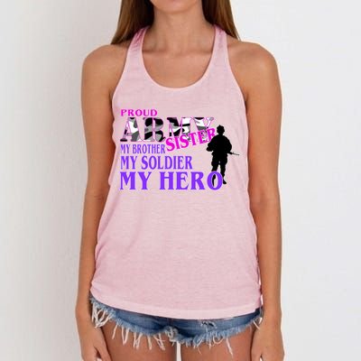 Proud Army Sister My Brother Soldier Hero Women's Knotted Racerback Tank