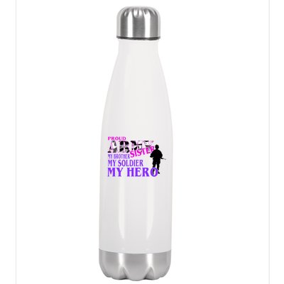 Proud Army Sister My Brother Soldier Hero Stainless Steel Insulated Water Bottle