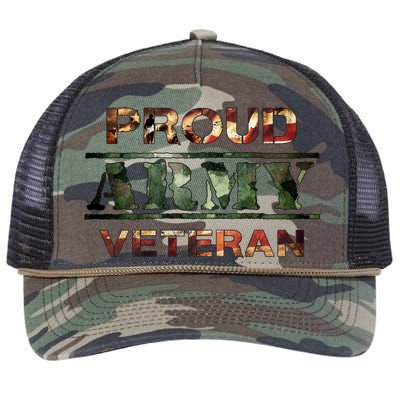 Proud Army Veteran Retro Rope Trucker Hat Cap