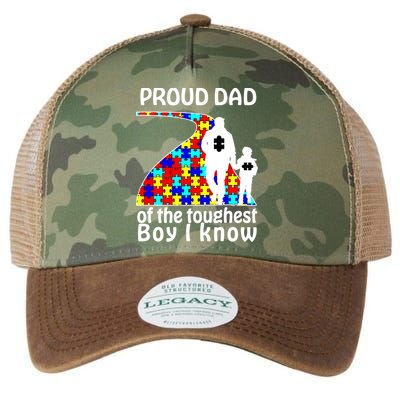 Proud Autism Dad Of The Toughest Boy I Know Legacy Tie Dye Trucker Hat