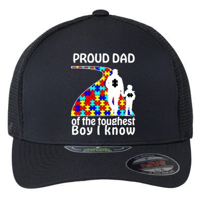 Proud Autism Dad Of The Toughest Boy I Know Flexfit Unipanel Trucker Cap