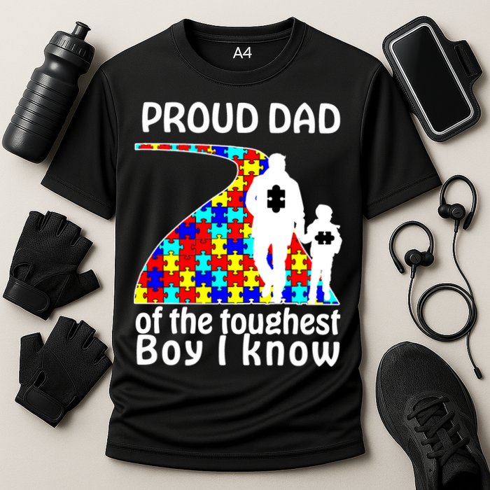 Proud Autism Dad Of The Toughest Boy I Know Cooling Performance Crew T-Shirt