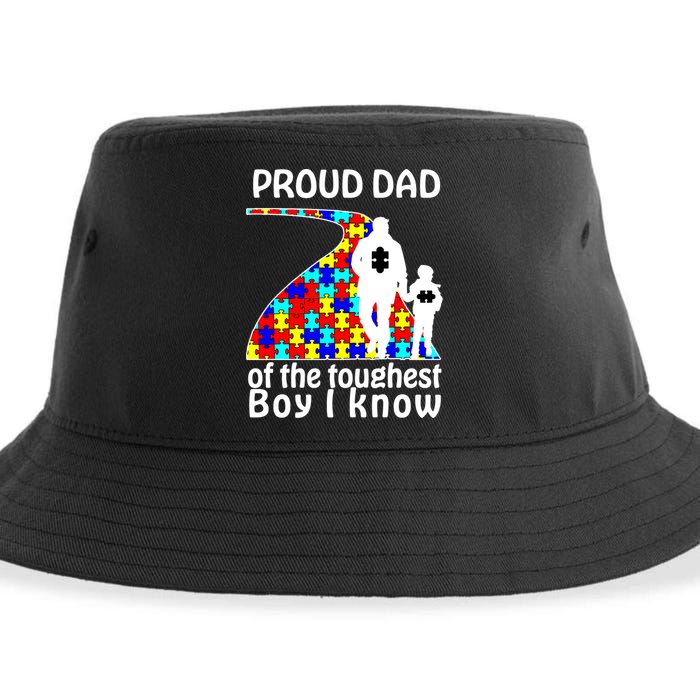Proud Autism Dad Of The Toughest Boy I Know Sustainable Bucket Hat