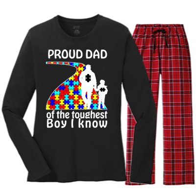 Proud Autism Dad Of The Toughest Boy I Know Women's Long Sleeve Flannel Pajama Set 