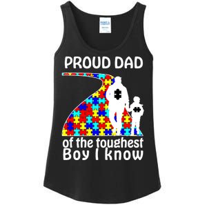 Proud Autism Dad Of The Toughest Boy I Know Ladies Essential Tank