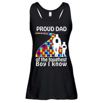 Proud Autism Dad Of The Toughest Boy I Know Ladies Essential Flowy Tank