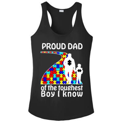 Proud Autism Dad Of The Toughest Boy I Know Ladies PosiCharge Competitor Racerback Tank