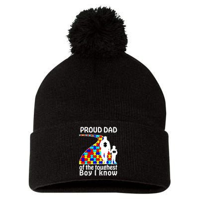 Proud Autism Dad Of The Toughest Boy I Know Pom Pom 12in Knit Beanie