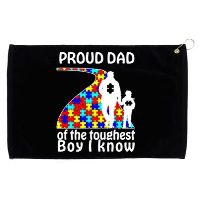 Proud Autism Dad Of The Toughest Boy I Know Grommeted Golf Towel