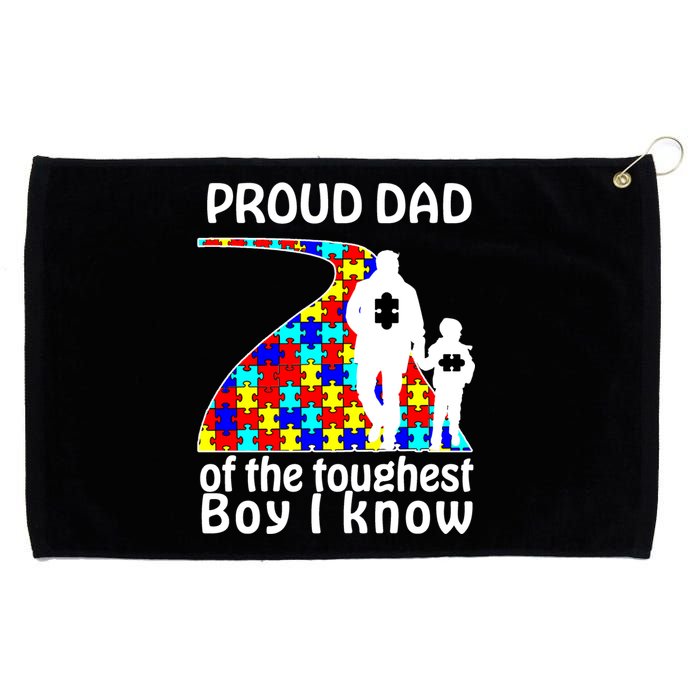 Proud Autism Dad Of The Toughest Boy I Know Grommeted Golf Towel