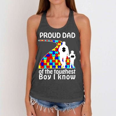 Proud Autism Dad Of The Toughest Boy I Know Women's Knotted Racerback Tank