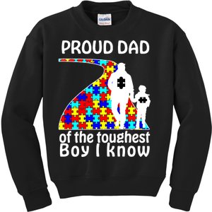 Proud Autism Dad Of The Toughest Boy I Know Kids Sweatshirt