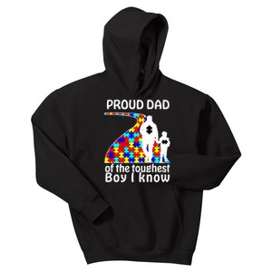 Proud Autism Dad Of The Toughest Boy I Know Kids Hoodie