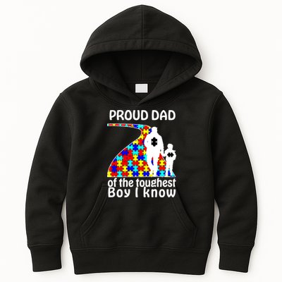 Proud Autism Dad Of The Toughest Boy I Know Kids Hoodie
