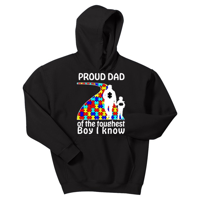 Proud Autism Dad Of The Toughest Boy I Know Kids Hoodie