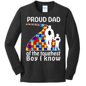 Proud Autism Dad Of The Toughest Boy I Know Kids Long Sleeve Shirt