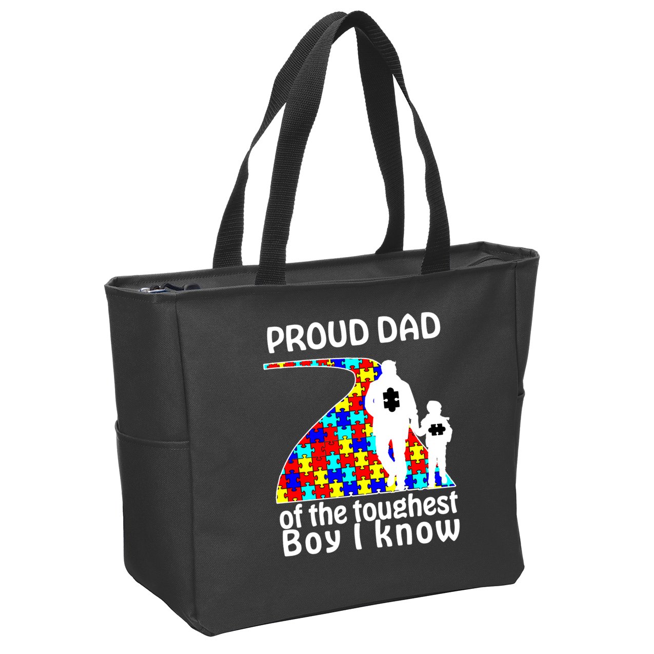 Proud Autism Dad Of The Toughest Boy I Know Zip Tote Bag