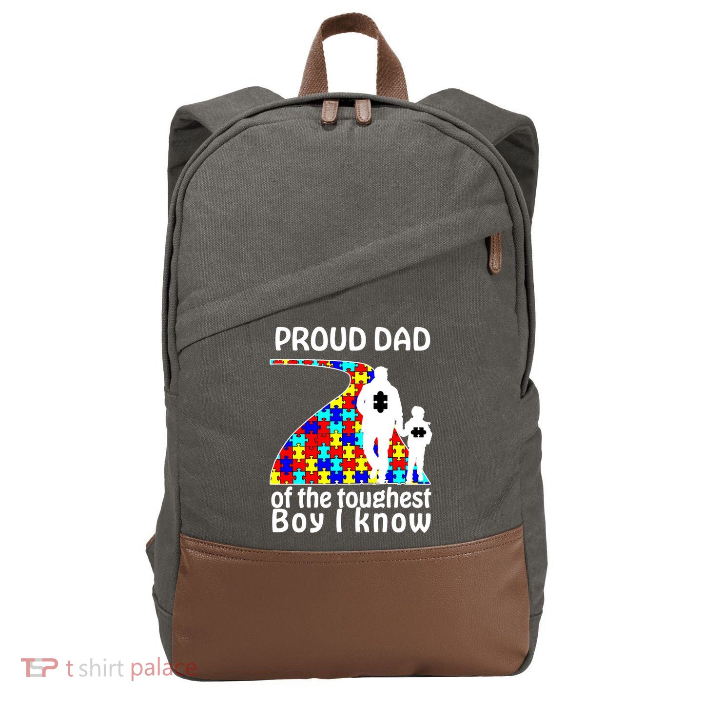 Proud Autism Dad Of The Toughest Boy I Know Cotton Canvas Backpack