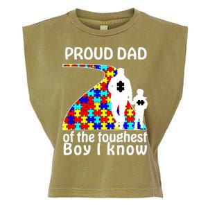 Proud Autism Dad Of The Toughest Boy I Know Garment-Dyed Women's Muscle Tee