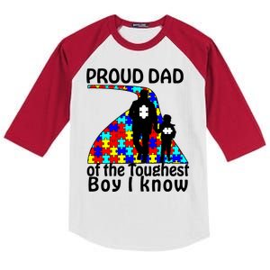 Proud Autism Dad Of The Toughest Boy I Know Kids Colorblock Raglan Jersey