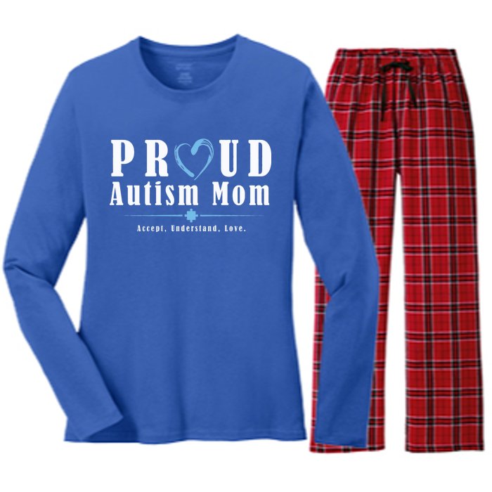 Proud Autism Mom Accept Understand Love Women's Long Sleeve Flannel Pajama Set 