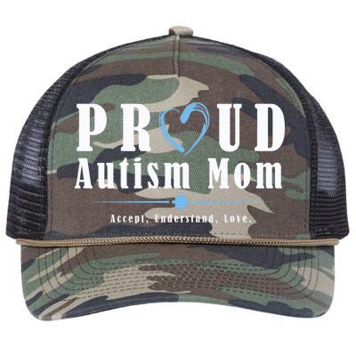 Proud Autism Mom Accept Understand Love Retro Rope Trucker Hat Cap