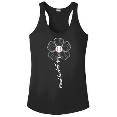 Proud Baseball Mom Flower Ladies PosiCharge Competitor Racerback Tank