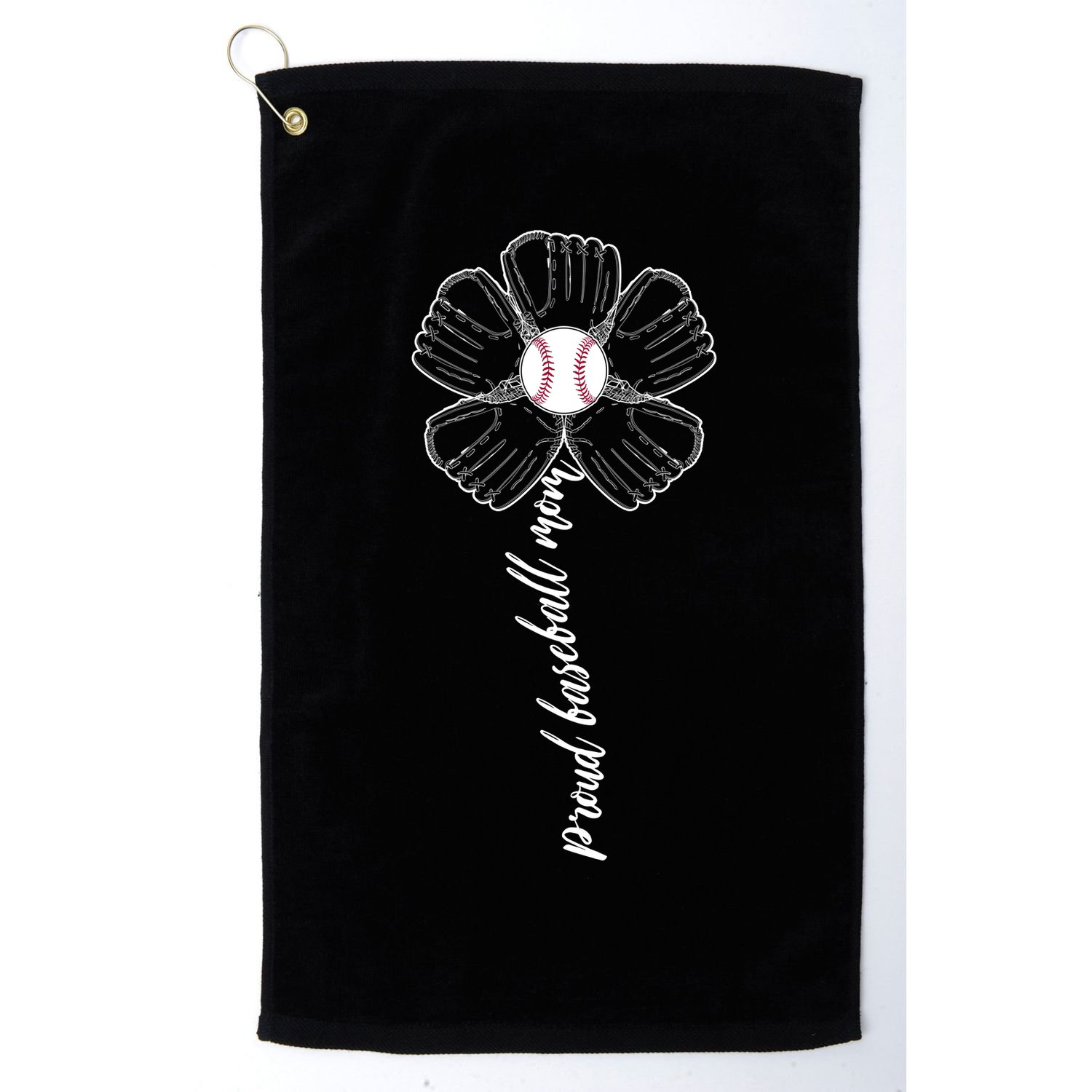 Proud Baseball Mom Flower Golf Towel