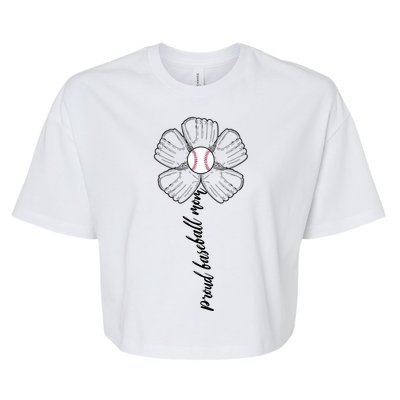 Proud Baseball Mom Flower Bella+Canvas Jersey Crop Tee