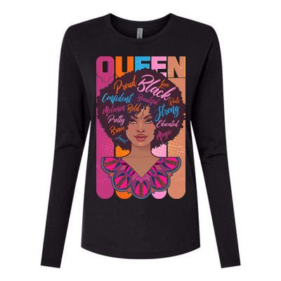 Proud Black African American Queen Womens Cotton Relaxed Long Sleeve T-Shirt