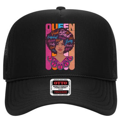 Proud Black African American Queen High Crown Mesh Back Trucker Hat