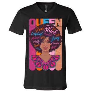 Proud Black African American Queen V-Neck T-Shirt