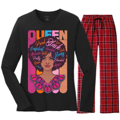 Proud Black African American Queen Women's Long Sleeve Flannel Pajama Set 