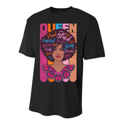 Proud Black African American Queen Youth Performance Sprint T-Shirt