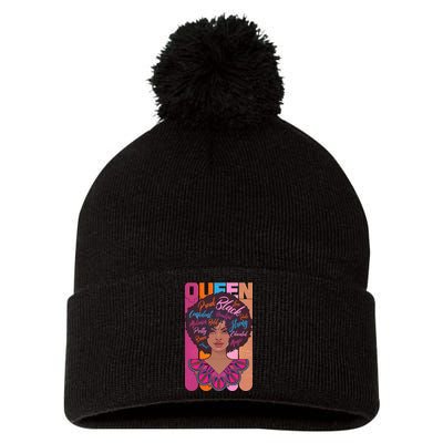 Proud Black African American Queen Pom Pom 12in Knit Beanie