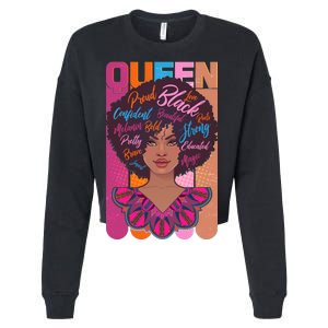 Proud Black African American Queen Cropped Pullover Crew