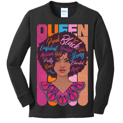 Proud Black African American Queen Kids Long Sleeve Shirt