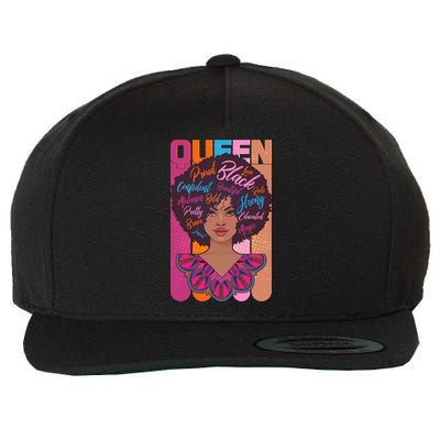 Proud Black African American Queen Wool Snapback Cap