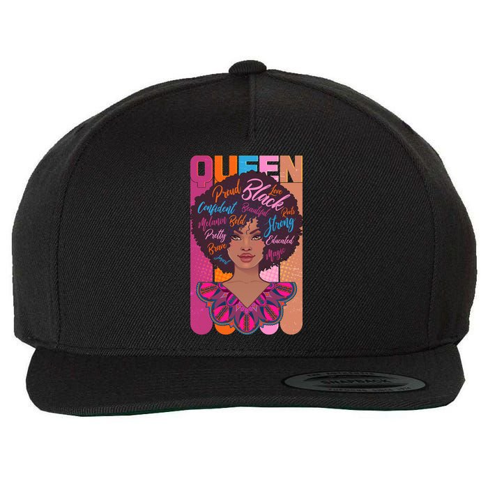 Proud Black African American Queen Wool Snapback Cap