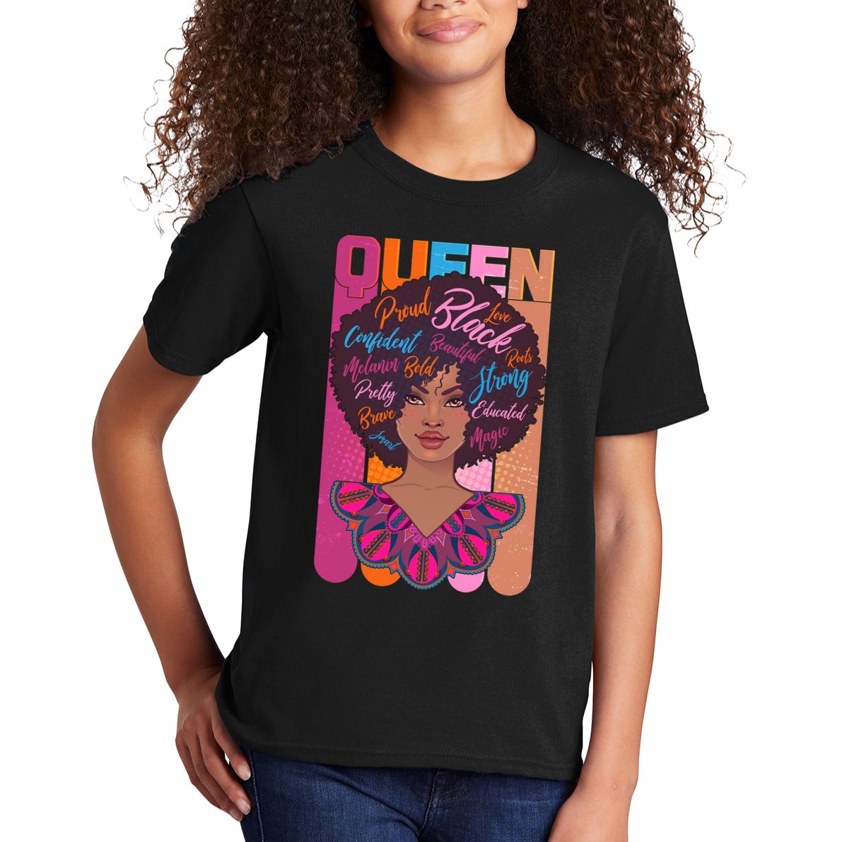 Proud Black African American Queen Kids T-Shirt