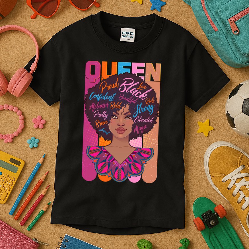Proud Black African American Queen Kids T-Shirt
