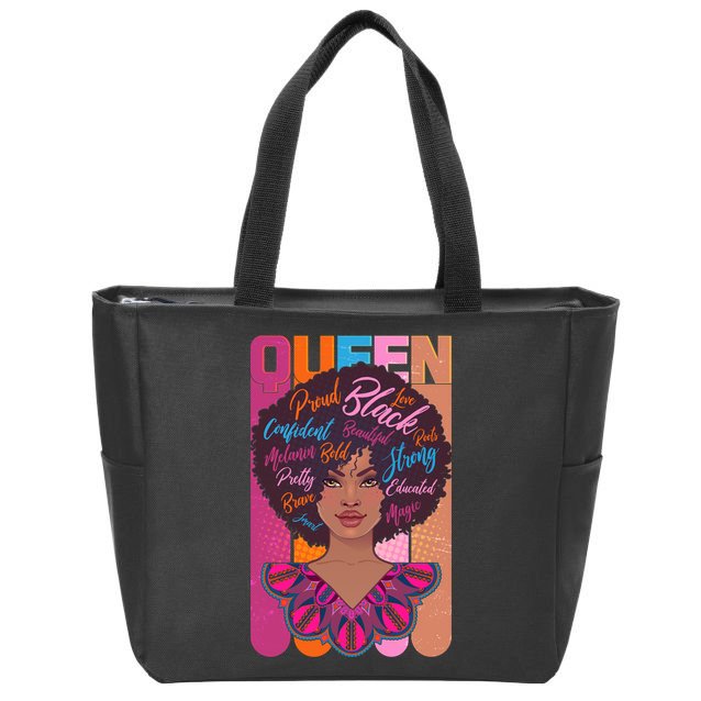 Proud Black African American Queen Zip Tote Bag