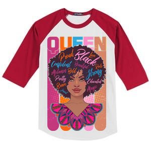 Proud Black African American Queen Kids Colorblock Raglan Jersey