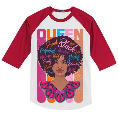 Proud Black African American Queen Kids Colorblock Raglan Jersey