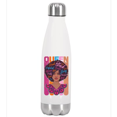 Proud Black African American Queen Stainless Steel Insulated Water Bottle