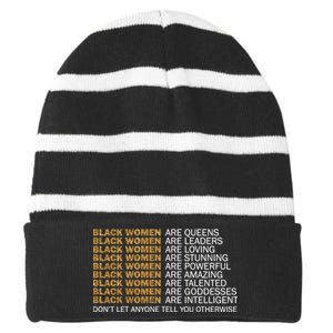 Proud Black Women Are Amazing Striped Beanie with Solid Band