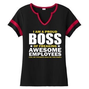 Proud Boss Of Freaking Awesome Employees Ladies Halftime Notch Neck Tee